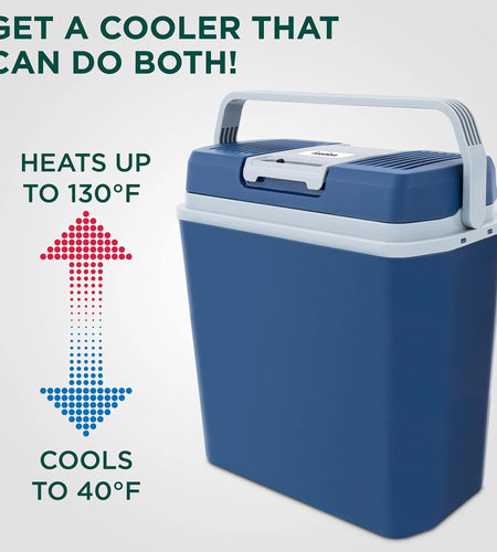 24L Portable Thermoelectric Cooler & Warmer 12V with Handle Blue
