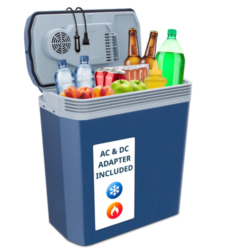 24L Portable Thermoelectric Cooler & Warmer 12V with Handle Blue